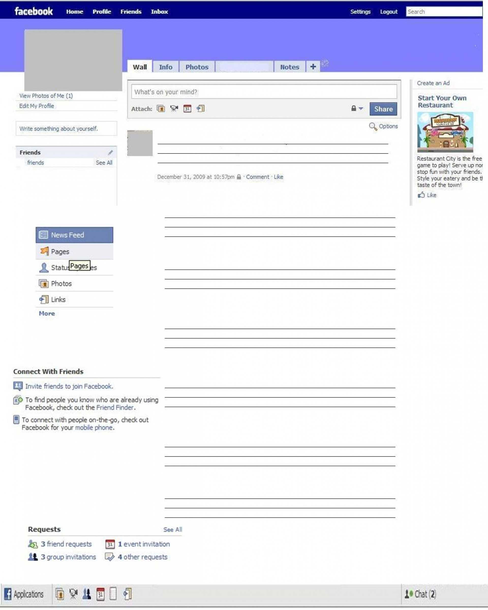 036 Facebook Profile Page Template Incredible Ideas Fb Html5 Intended For Html5 Blank Page Template
