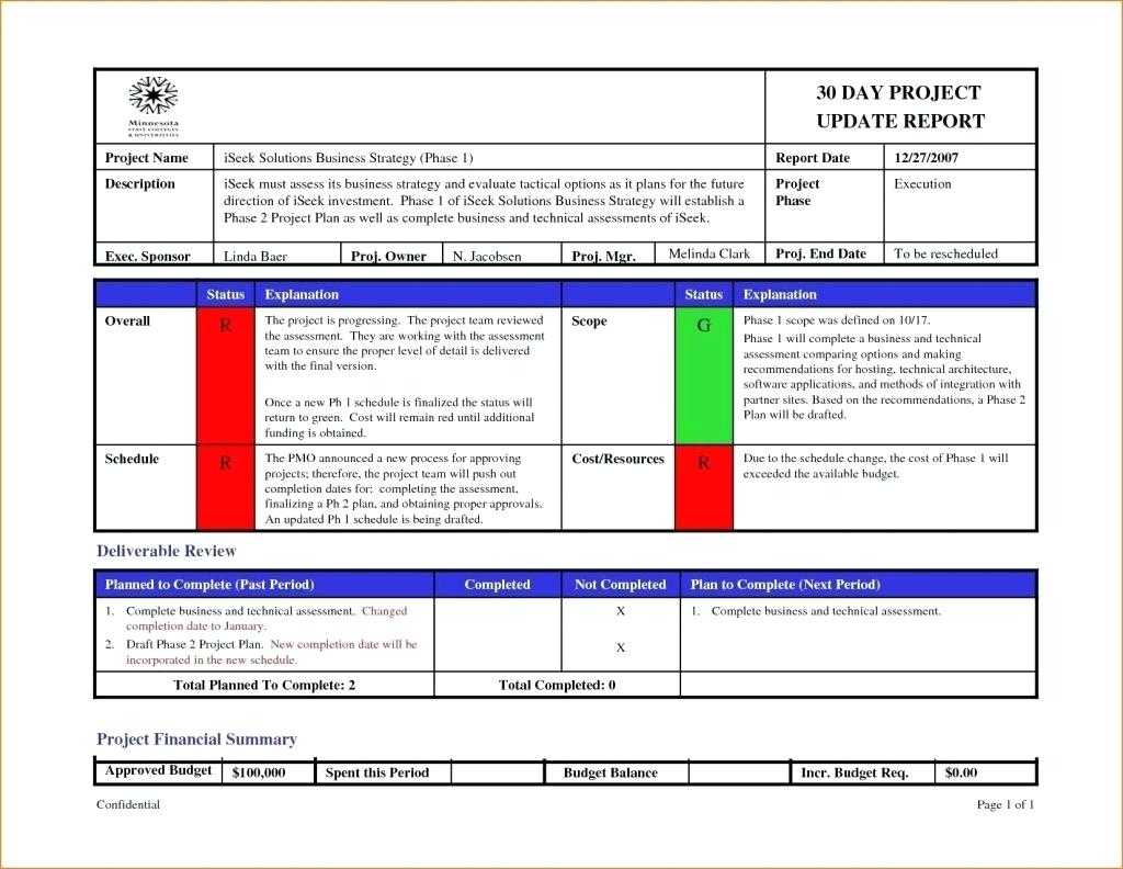 036 Status Report Template Excel Ideas Project Management Intended For Monthly Status Report Template Project Management
