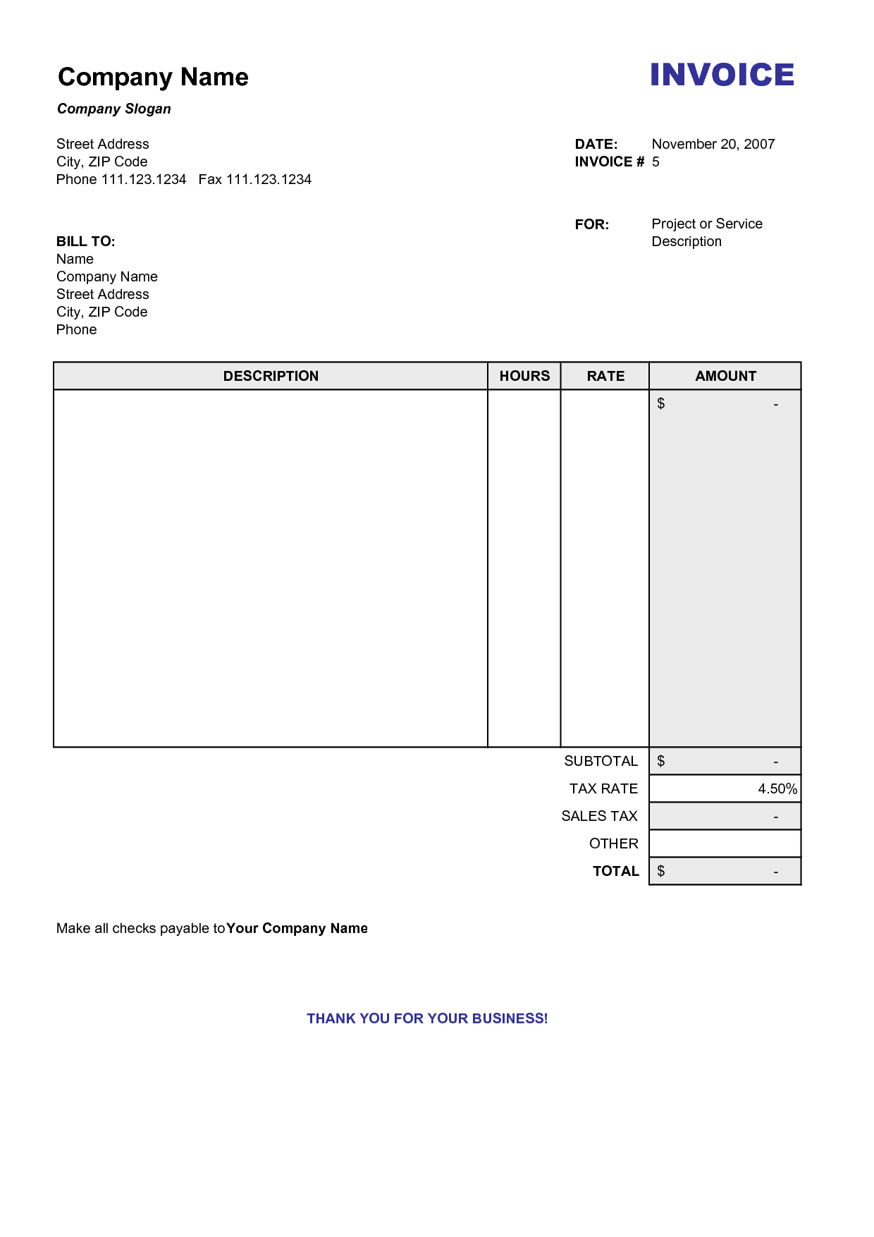 044 Blank Billing Invoice Scope Of Work Template For Free For Blank Scheme Of Work Template