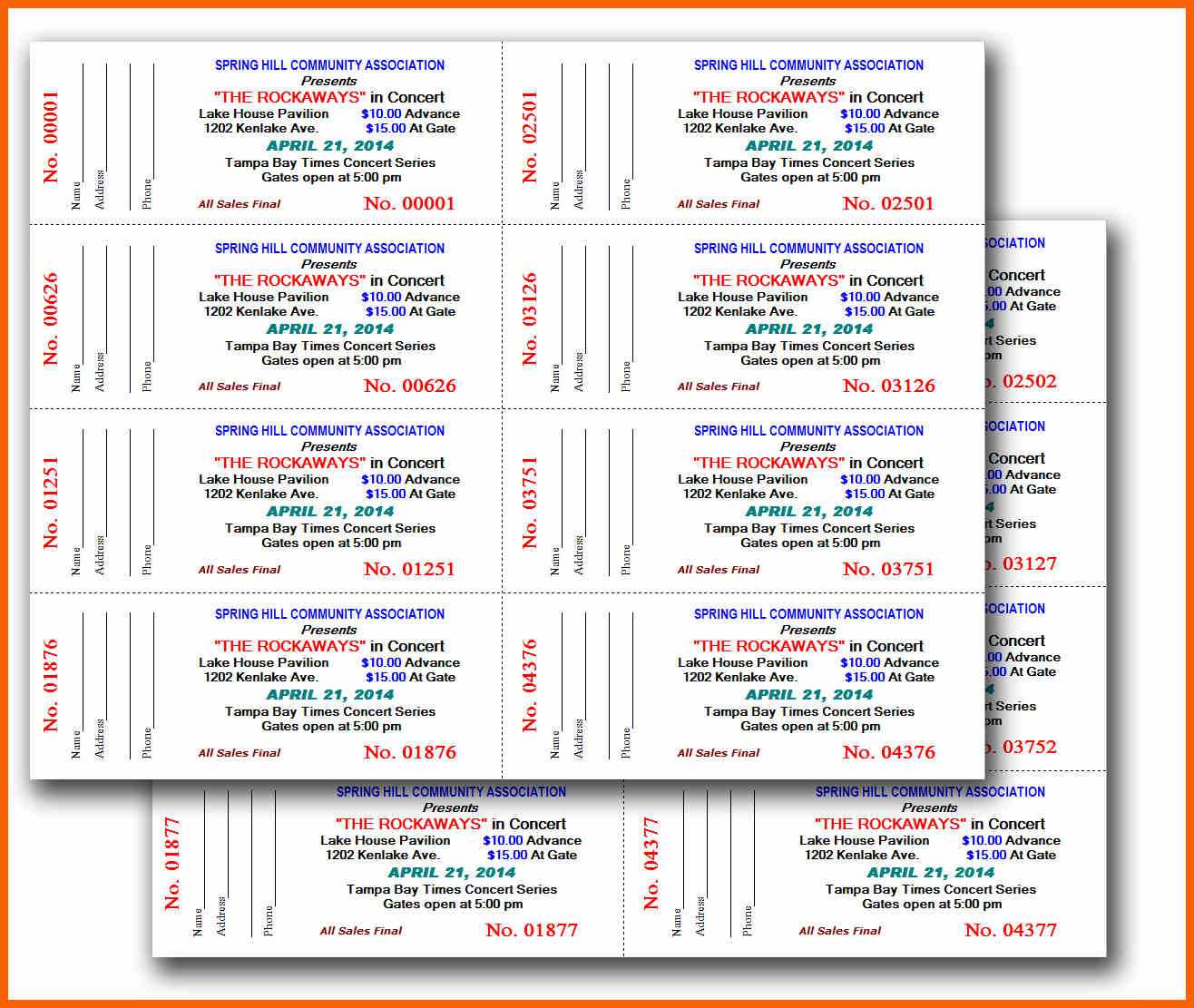 10+ Free Downloadable Tickets | Ml Datos Inside Free Raffle Ticket Template For Word