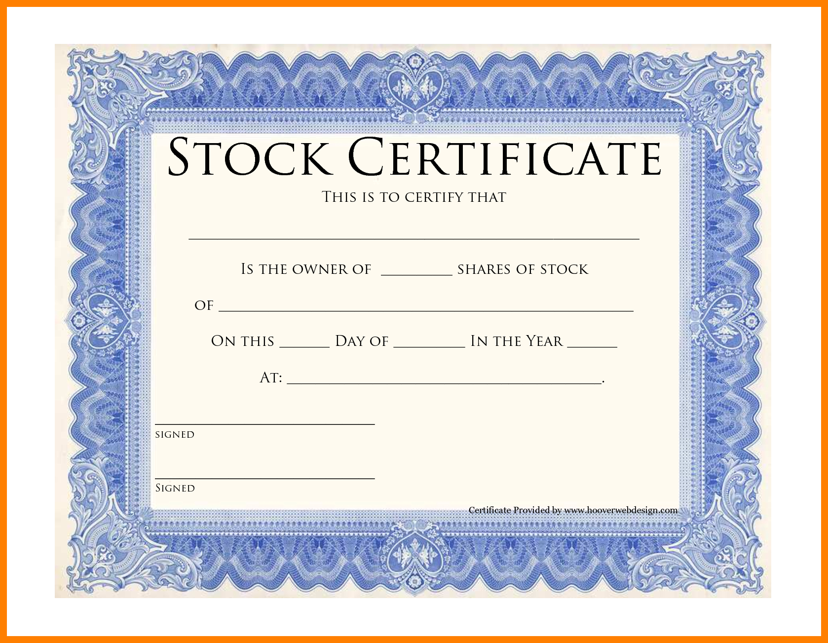 10+ Free Share Certificates Templates | Marlows Jewellers Within Blank Share Certificate Template Free