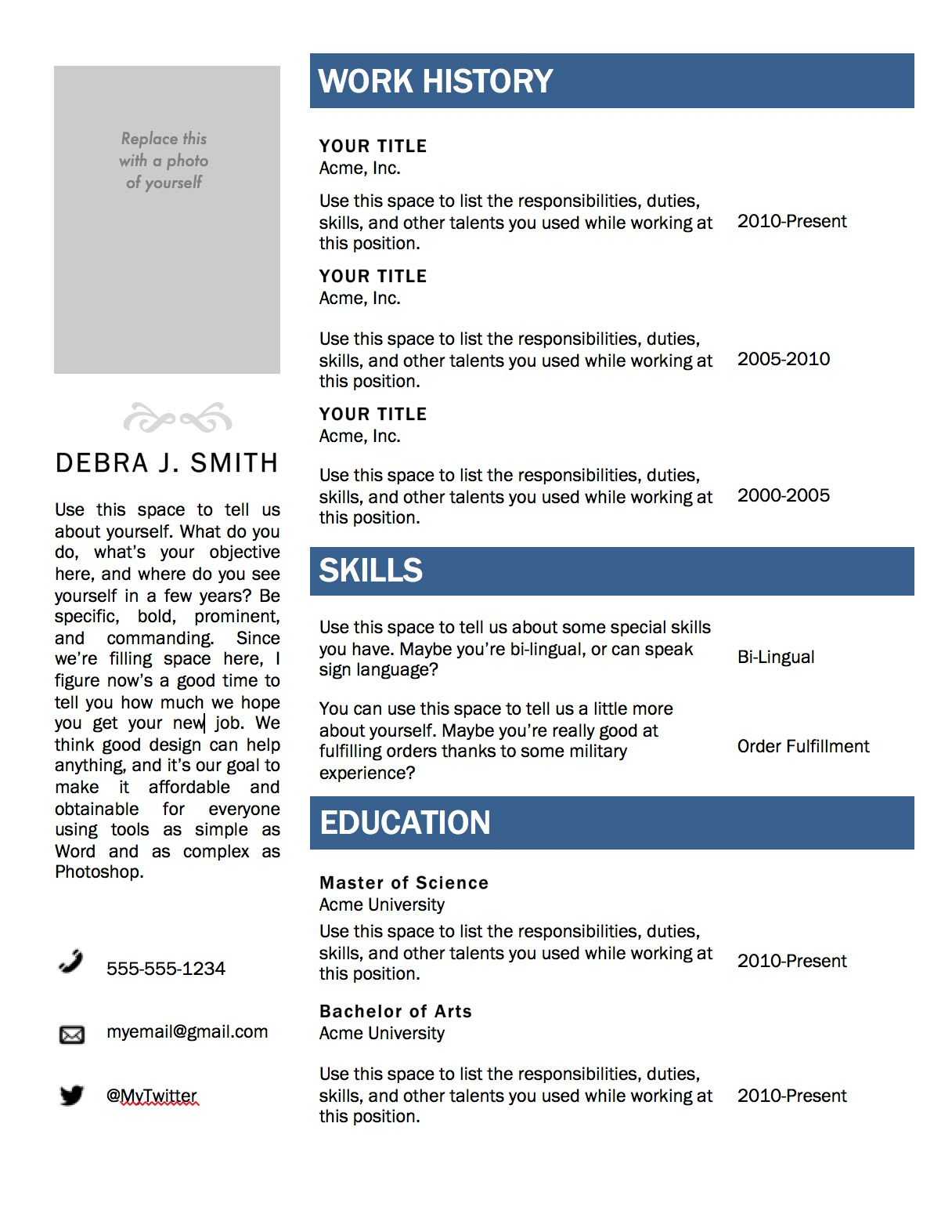 10 Sample Professional Resume Template Creative For Any Inside Simple Resume Template Microsoft Word