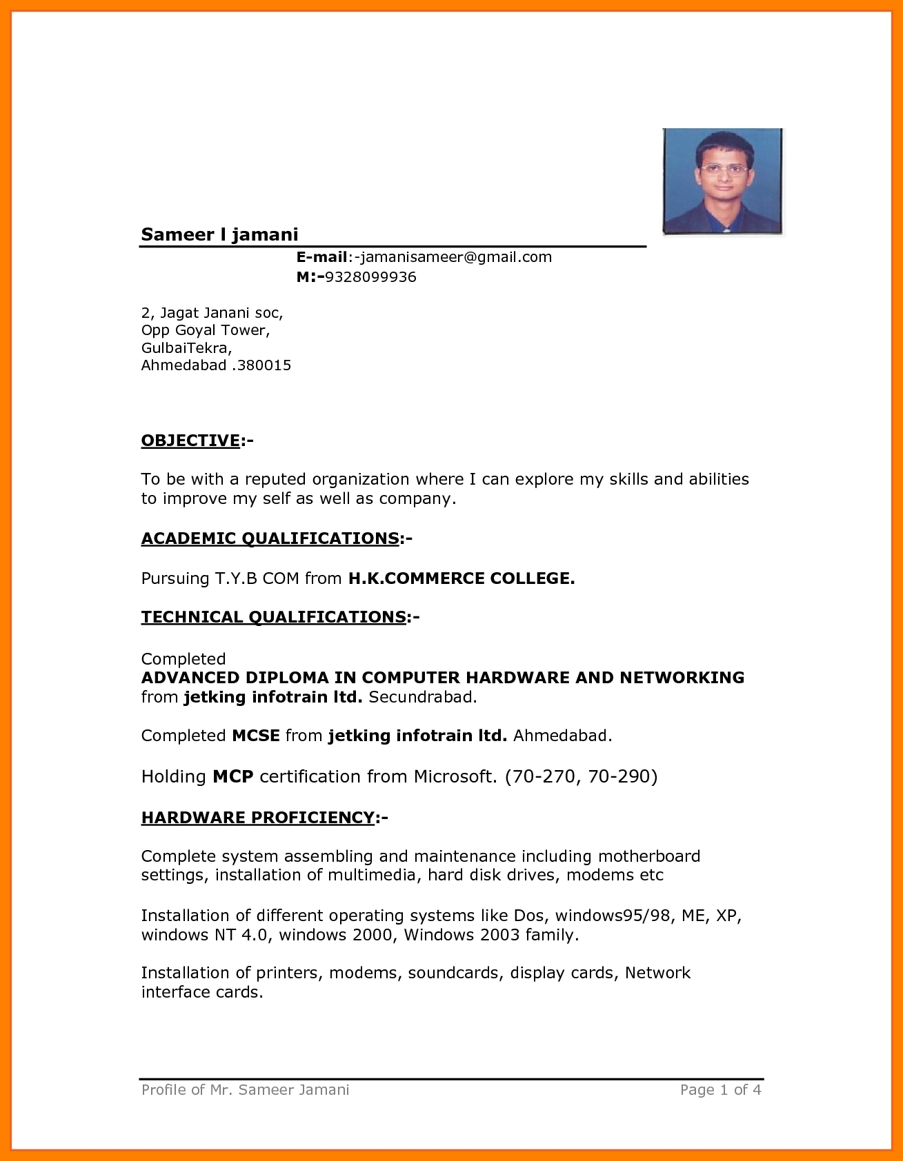 11+ Free Simple Resume Format Download | Marlows Jewellers For Microsoft Word Resume Template Free