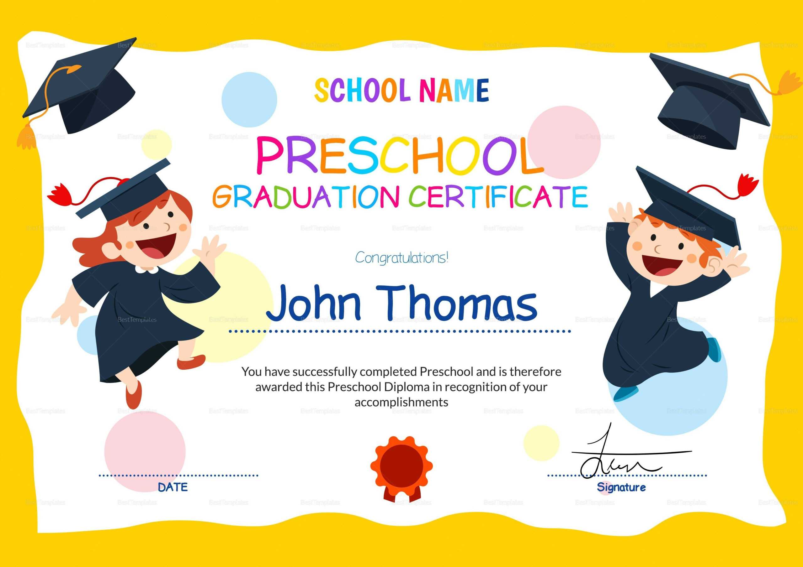 11+ Preschool Certificate Templates – Pdf | Free & Premium In Graduation Certificate Template Word