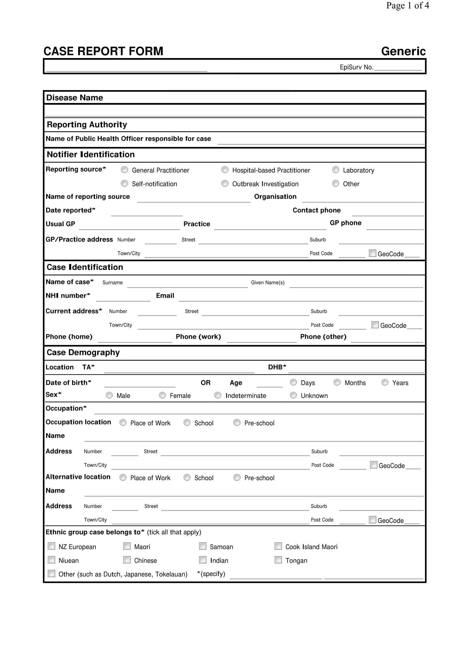 12+ Case Report Form Samples – Pdf, Doc Regarding Case Report Form Template Clinical Trials