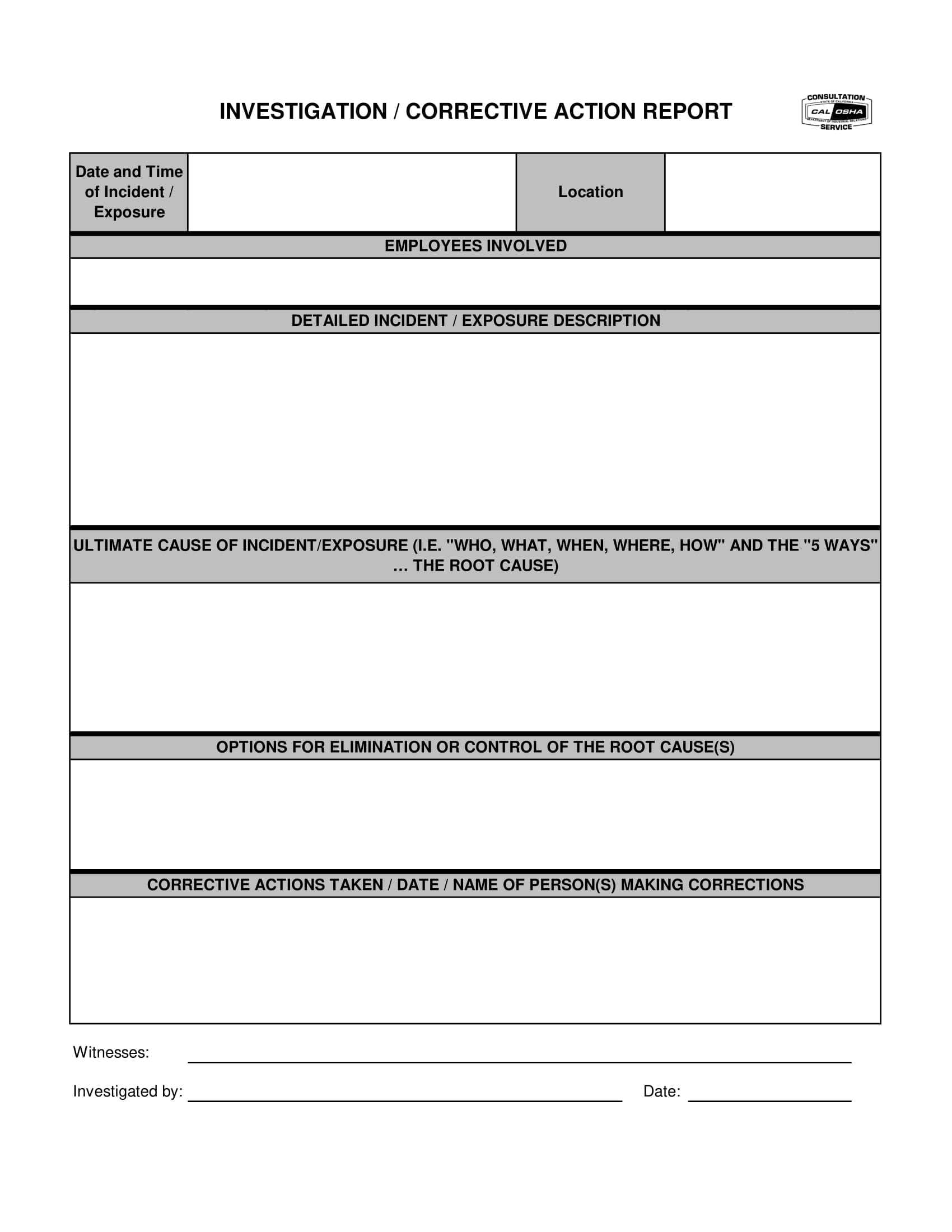 12+ Corrective Action Report Examples – Pdf | Examples Intended For Corrective Action Report Template
