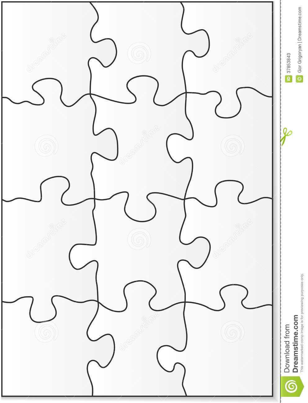 12 Piece Puzzle Template Stock Vector. Illustration Of Inside Blank Pattern Block Templates