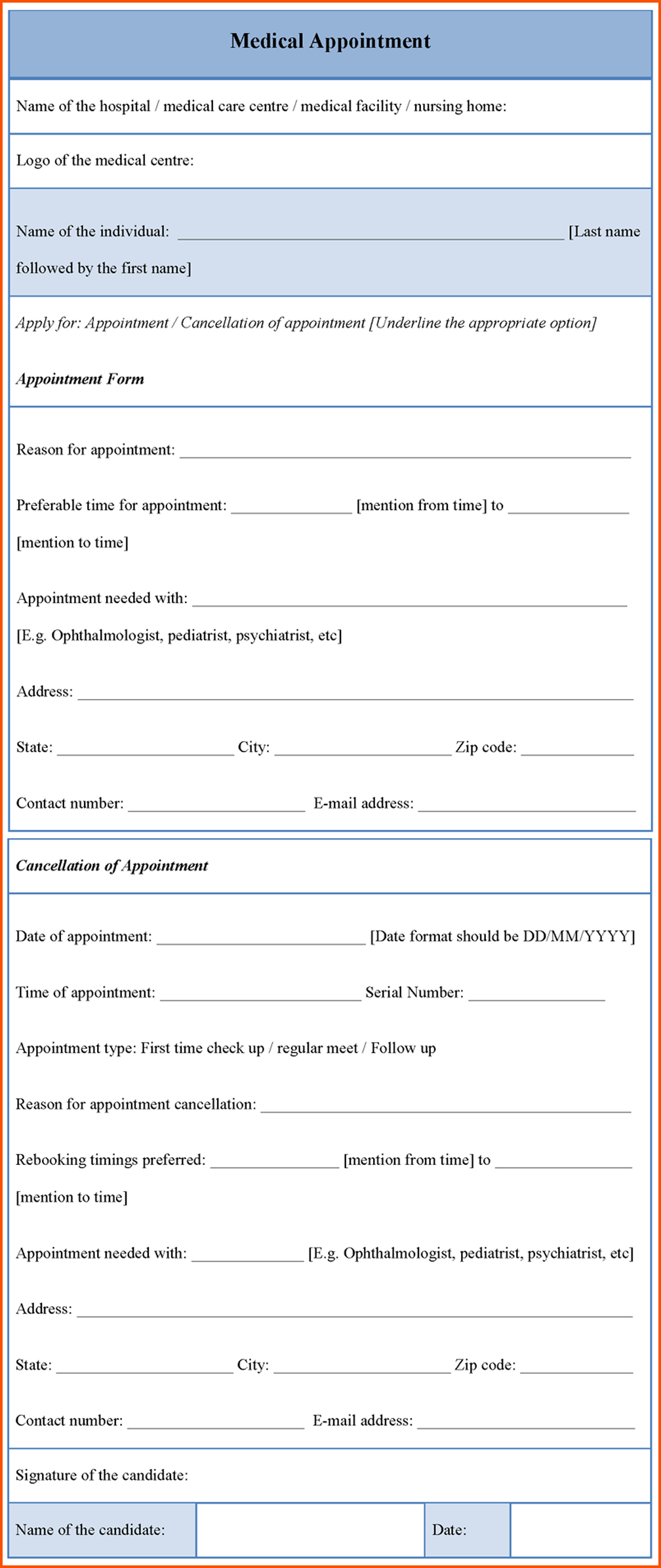 13+ Appointment Reminder Template | Survey Template Words With Appointment Card Template Word