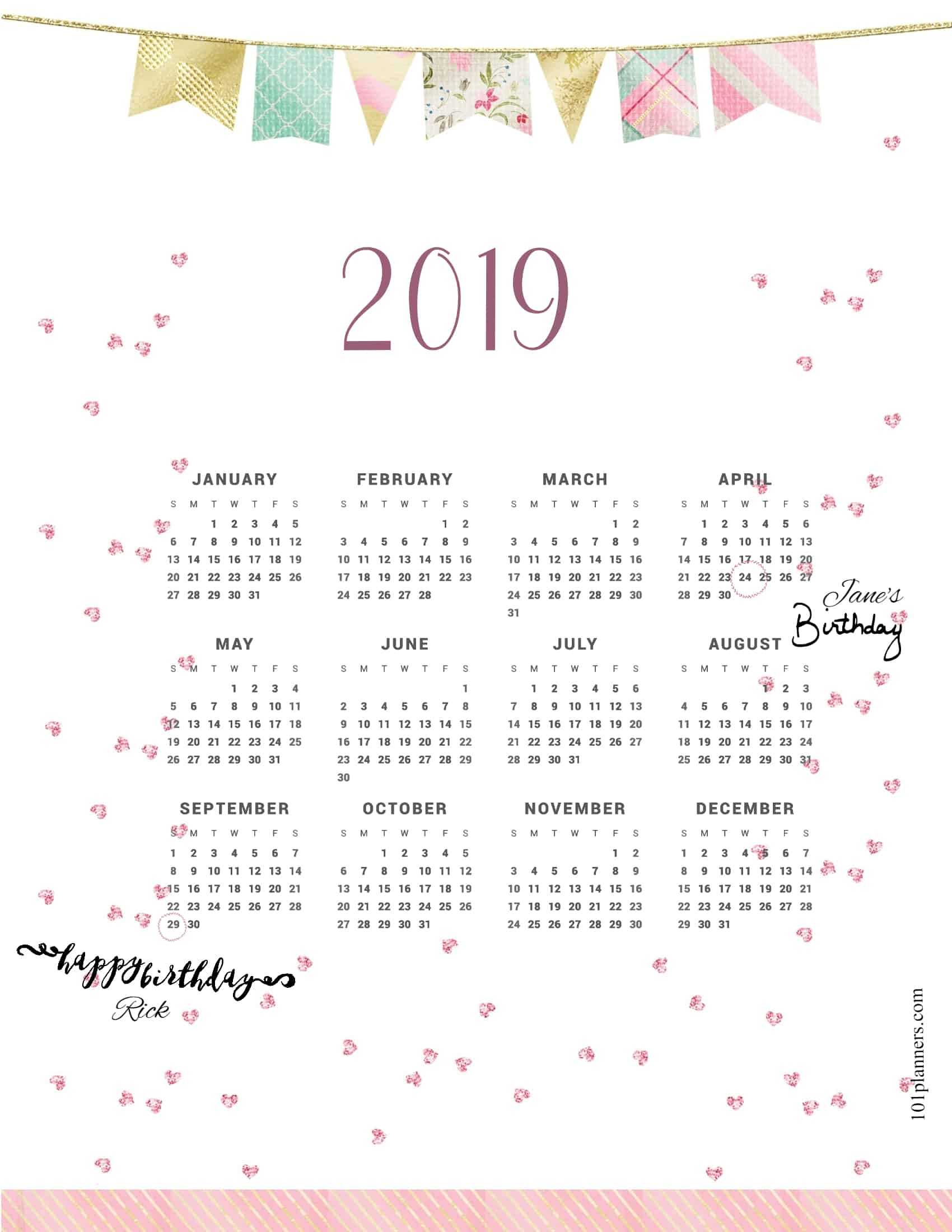 2019 Calendar Regarding Month At A Glance Blank Calendar Template