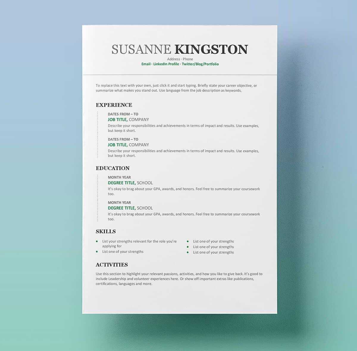 25 Resume Templates For Microsoft Word [Free Download] With How To Get A Resume Template On Word