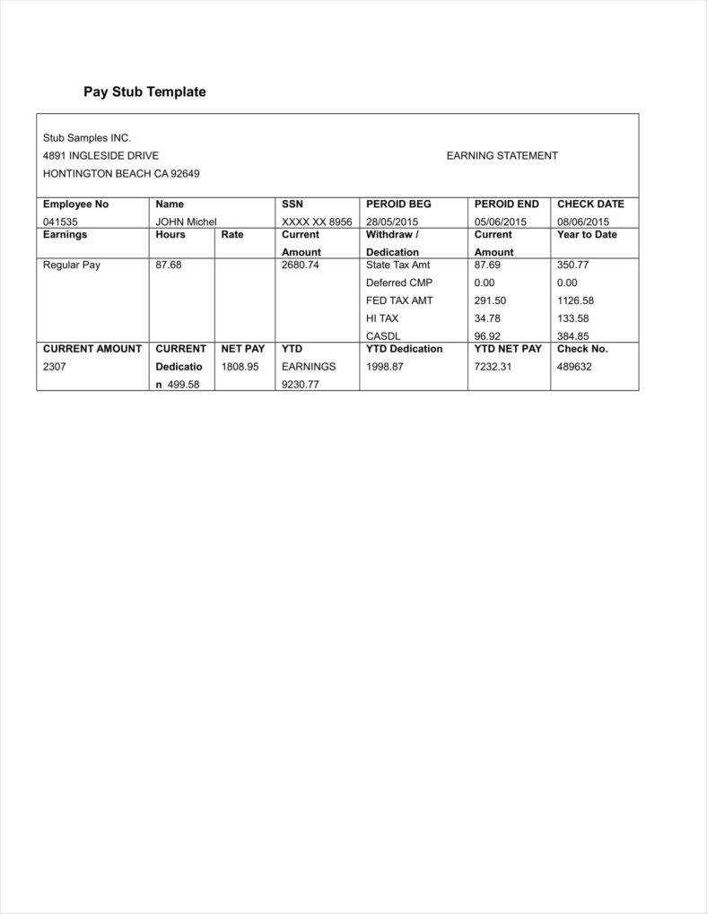 27+ Free Pay Stub Templates – Pdf, Doc, Xls Format Download Pertaining To Free Pay Stub Template Word