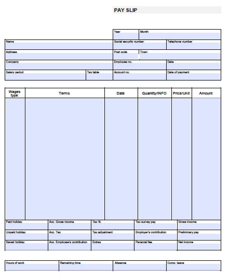 27 Images Of Printable Blank Payroll Template | Jackmonster Throughout Blank Pay Stub Template Word