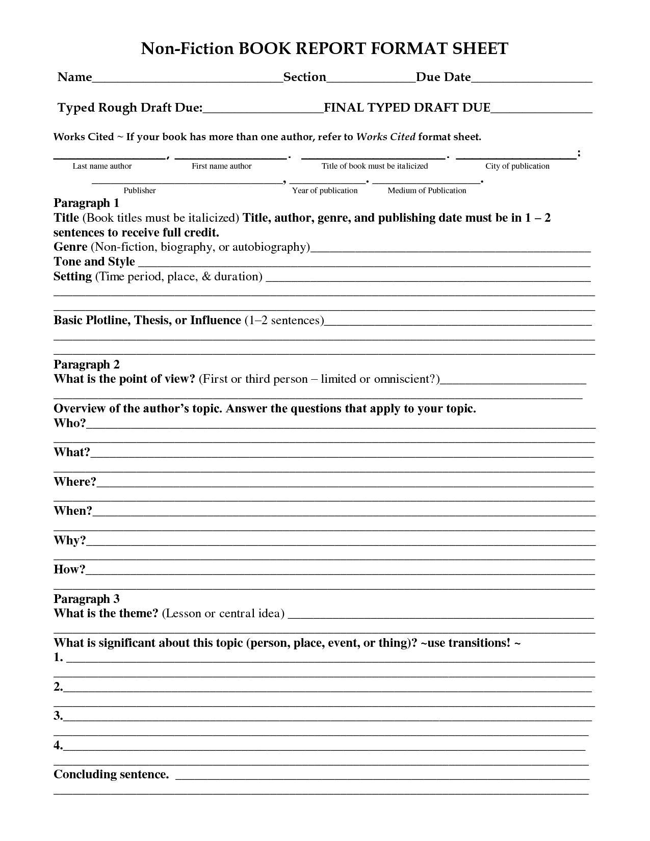 28 Images Of 5Th Grade Non Fiction Book Report Template For Nonfiction Book Report Template