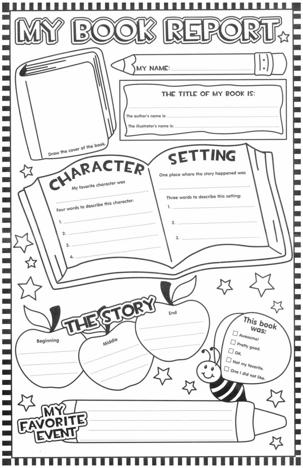 2Nd Grade Book Report Template Pdf Poster Updated Squarehead regarding