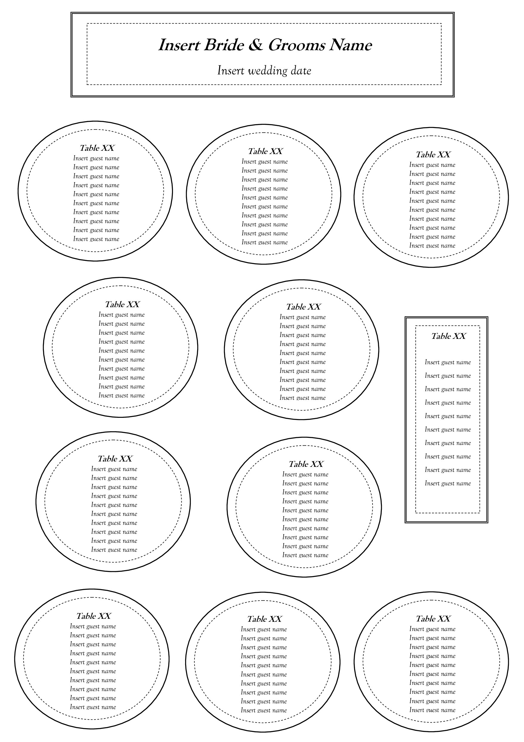 30 Free Seating Chart Template | Andaluzseattle Template Example For Wedding Seating Chart Template Word