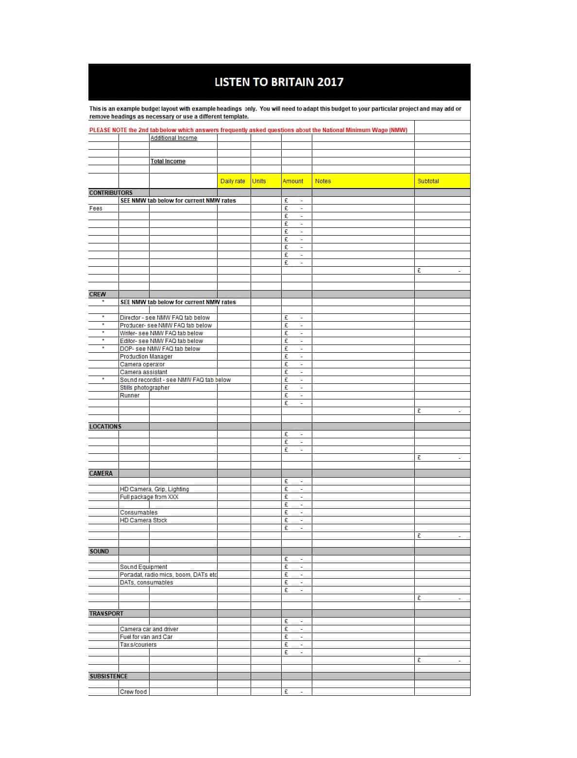 33 Free Film Budget Templates (Excel, Word) ᐅ Template Lab Intended For Sound Report Template