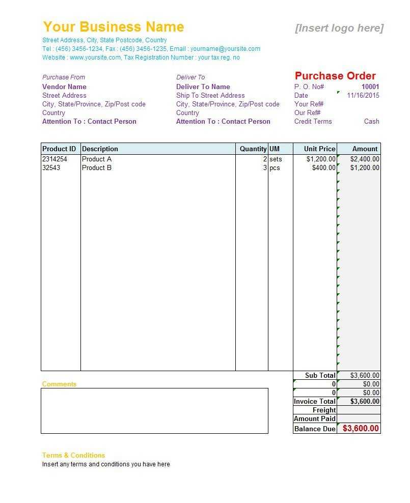37 Free Purchase Order Templates In Word & Excel Inside Blank Money Order Template