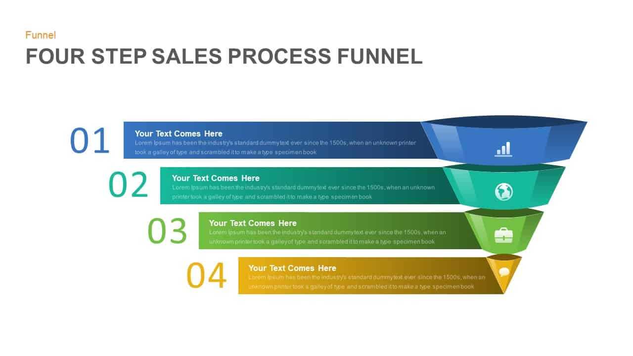 4 Step Sales Funnel Powerpoint Template And Keynote Slide Intended For Sales Funnel Report Template