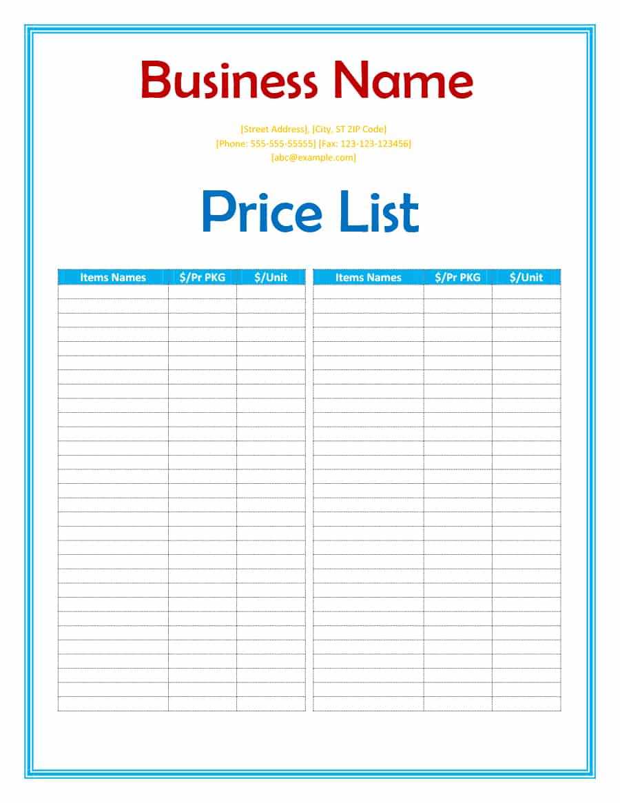40 Free Price List Templates (Price Sheet Templates) ᐅ Inside Blank Table Of Contents Template Pdf