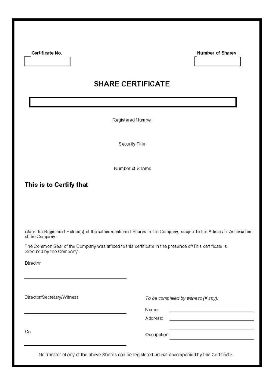 40+ Free Stock Certificate Templates (Word, Pdf) ᐅ Template Lab Pertaining To Blank Share Certificate Template Free