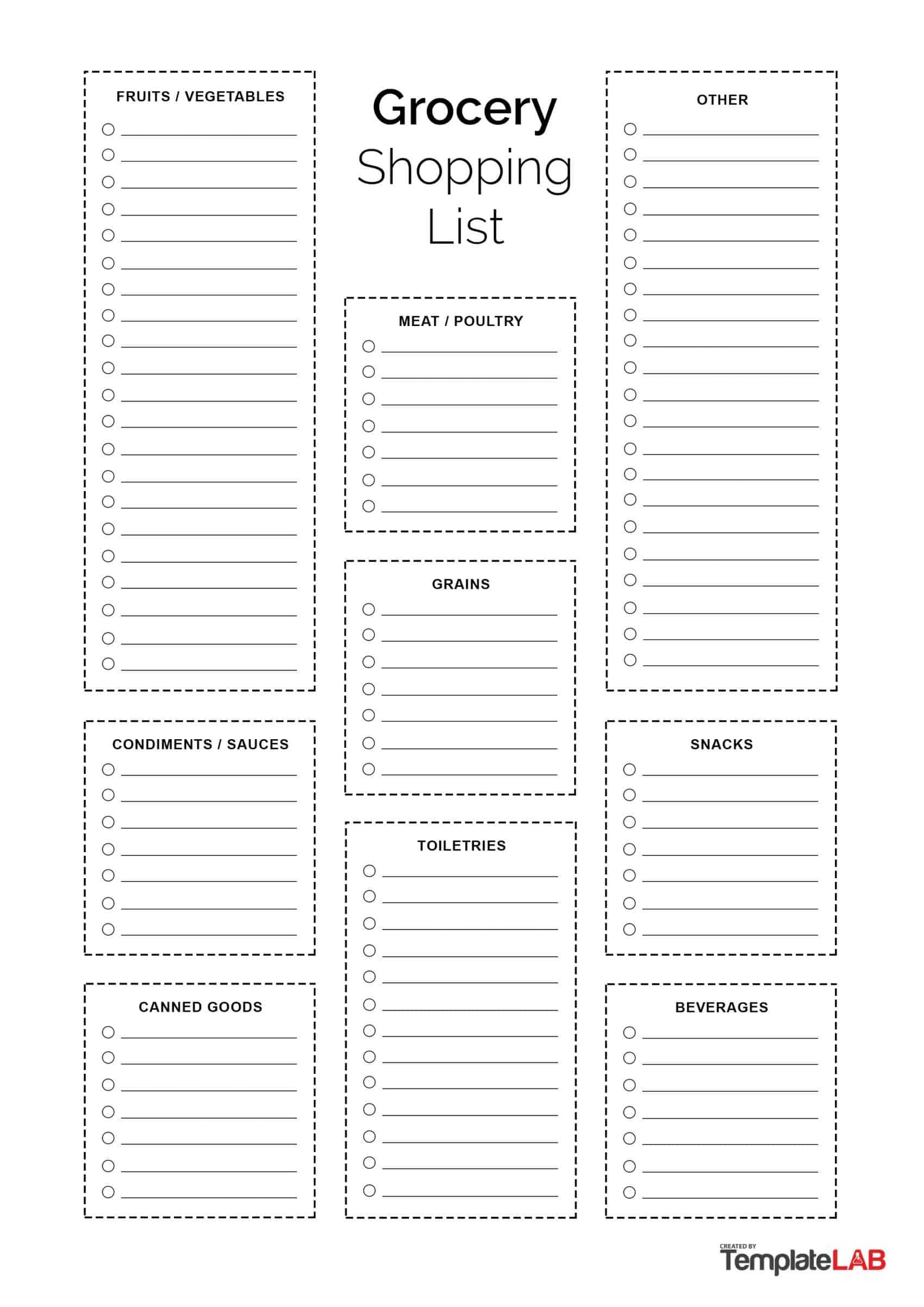 40+ Printable Grocery List Templates (Shopping List) ᐅ Within Blank Grocery Shopping List Template