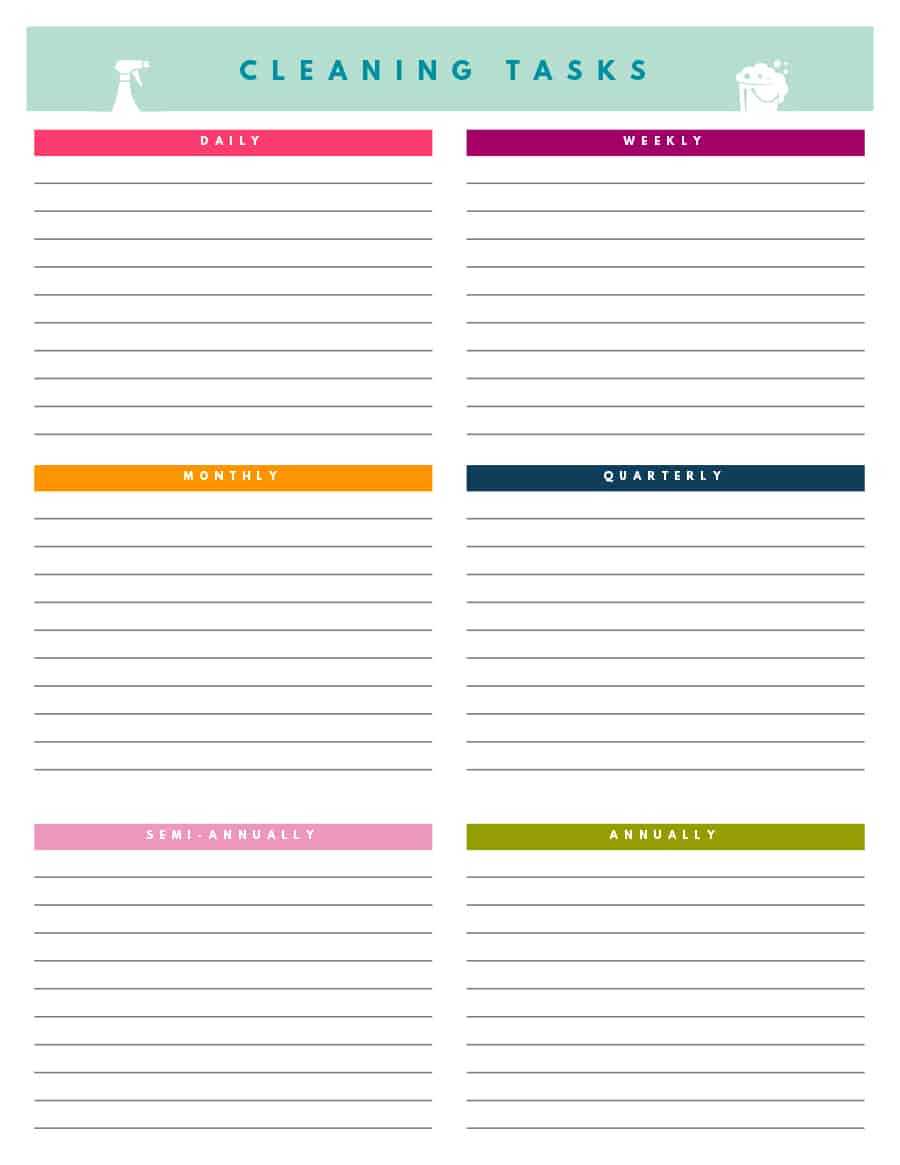 40 Printable House Cleaning Checklist Templates ᐅ Template Lab Pertaining To Blank Cleaning Schedule Template