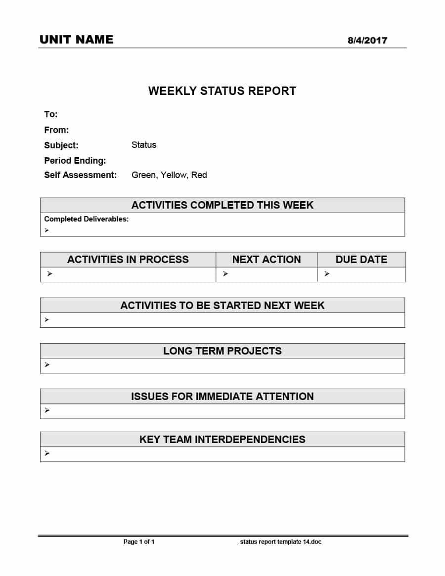 40+ Project Status Report Templates [Word, Excel, Ppt] ᐅ Inside Activity Report Template Word