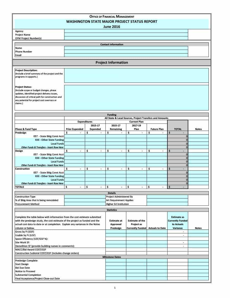 40+ Project Status Report Templates [Word, Excel, Ppt] ᐅ Intended For State Report Template