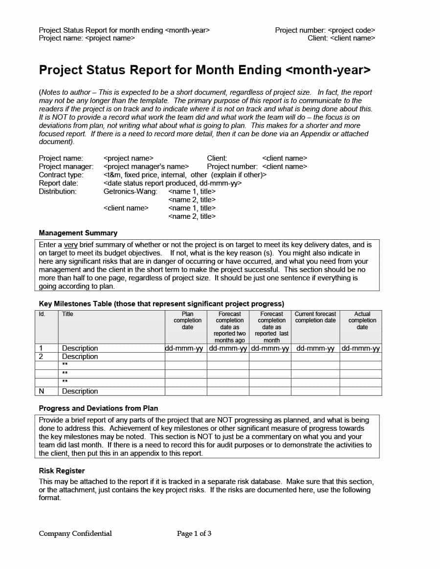 40+ Project Status Report Templates [Word, Excel, Ppt] ᐅ With Monthly Status Report Template Project Management