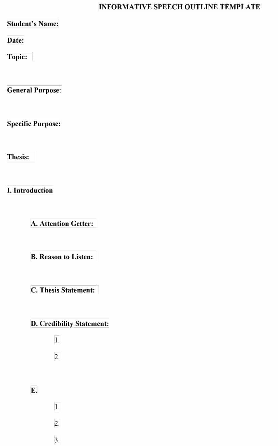43 Informative Speech Outline Templates & Examples Inside Speech Outline Template Word