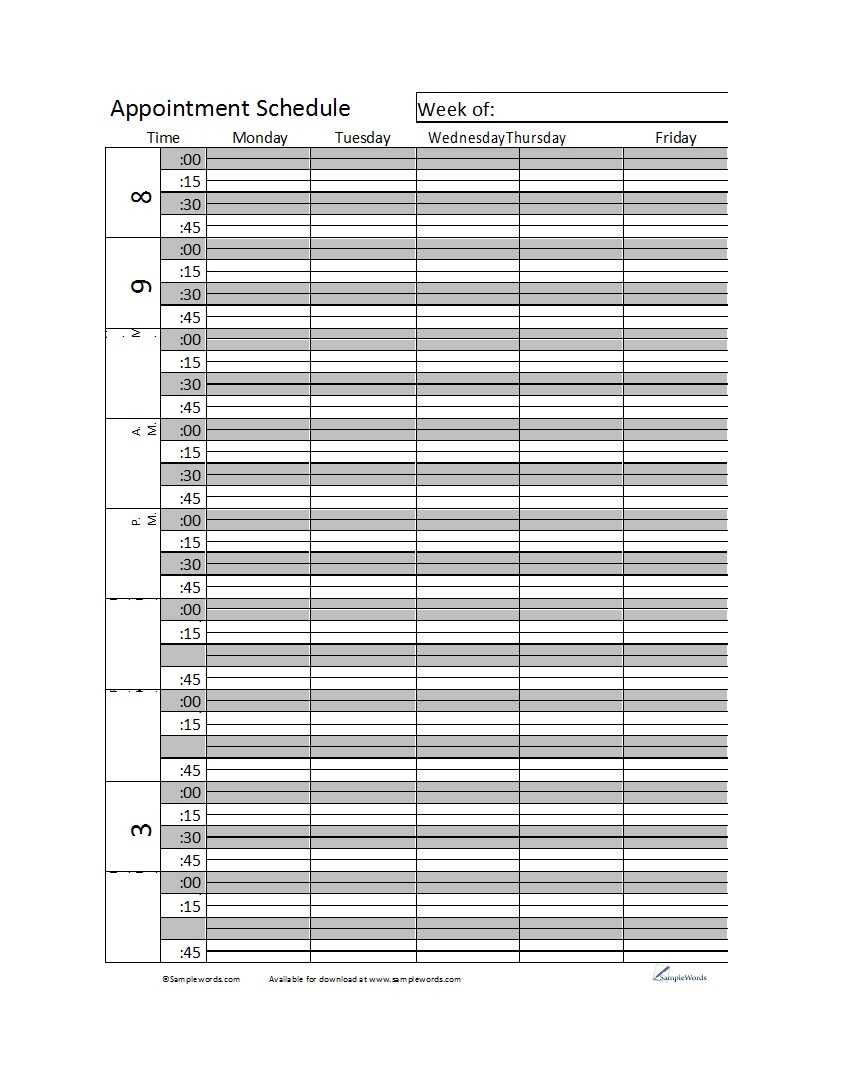 45 Printable Appointment Schedule Templates [& Appointment With Regard To Appointment Sheet Template Word