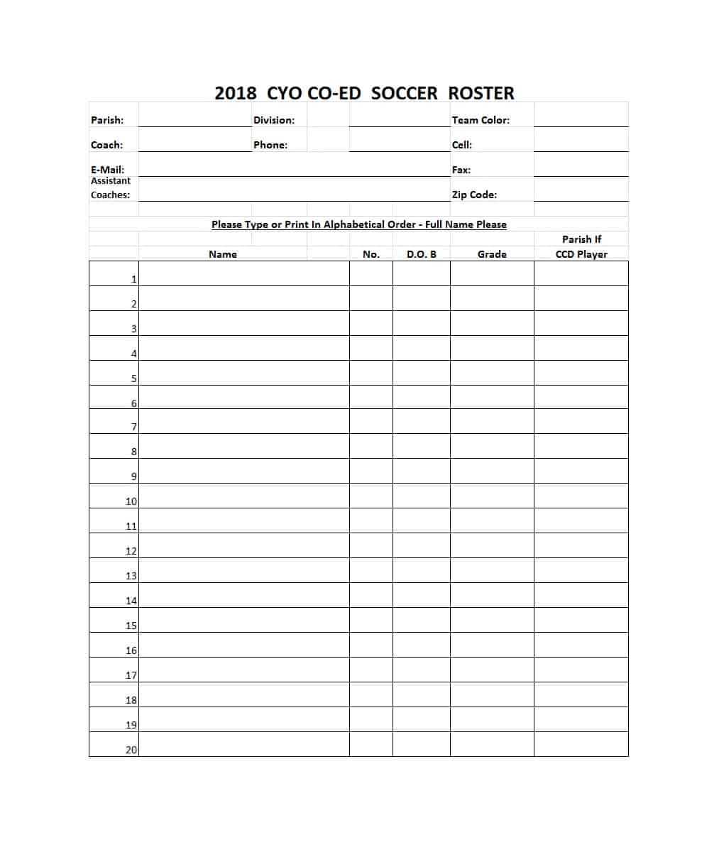49 Printable Soccer Roster Templates (Soccer Lineup Sheets) ᐅ Intended For Soccer Report Card Template