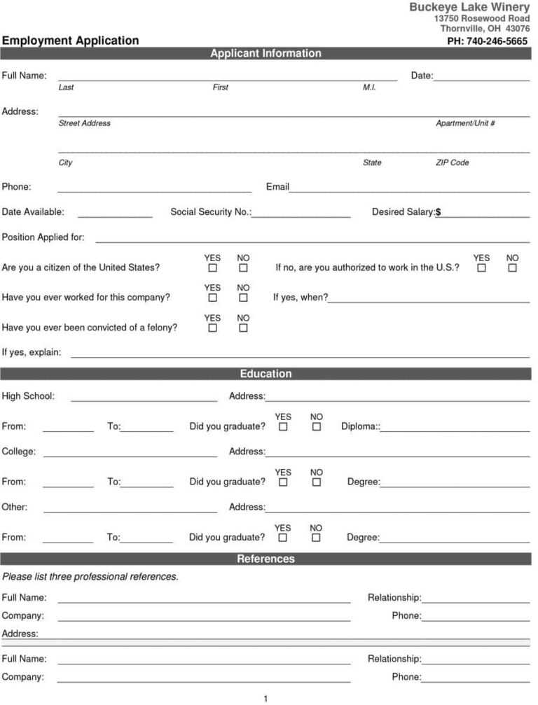 50 Free Employment / Job Application Form Templates regarding ...