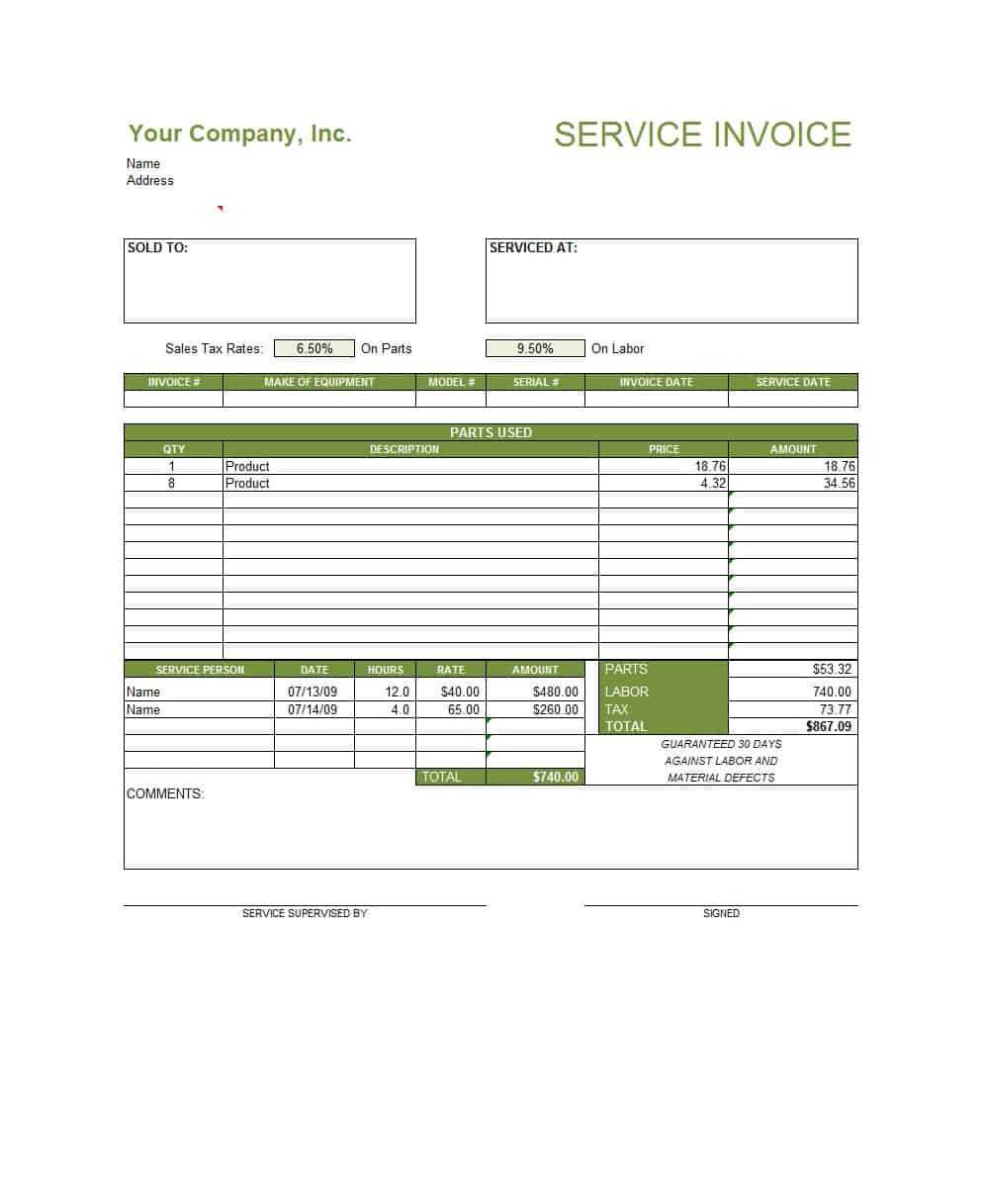 50 Simple Service Invoice Templates [Ms Word] – Template Archive With Free Downloadable Invoice Template For Word