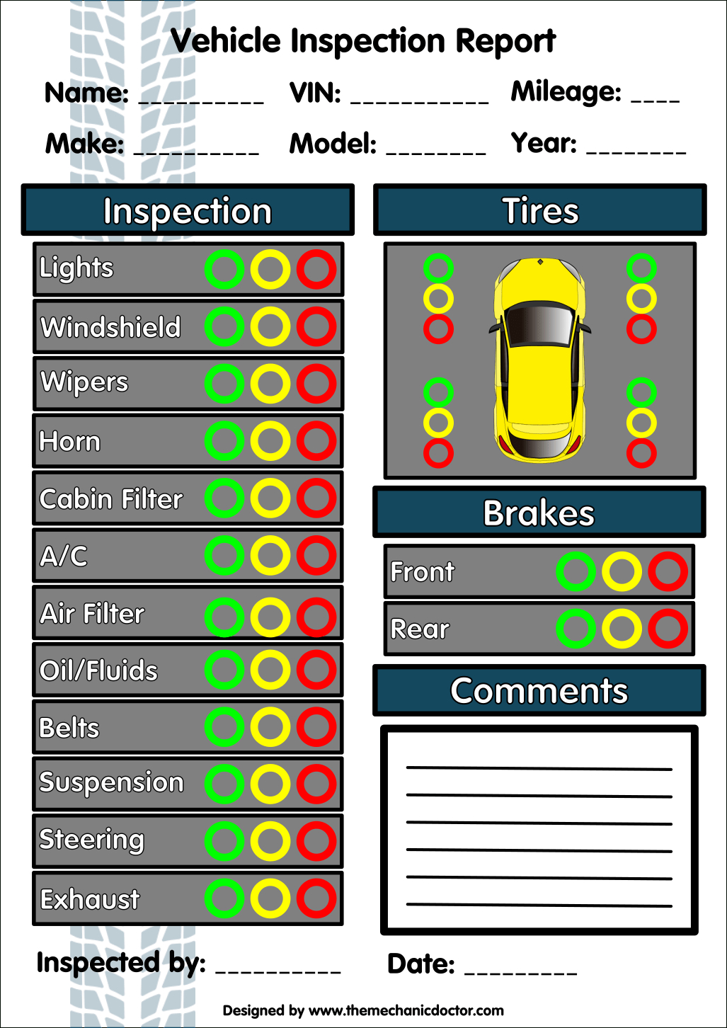 6 Free Vehicle Inspection Forms – Modern Looking Checklists Intended For Vehicle Inspection Report Template