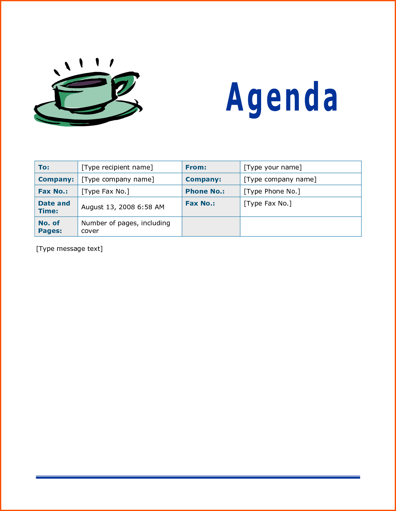 7+ Fax Template Word | Survey Template Words For Agenda Template Word 2010