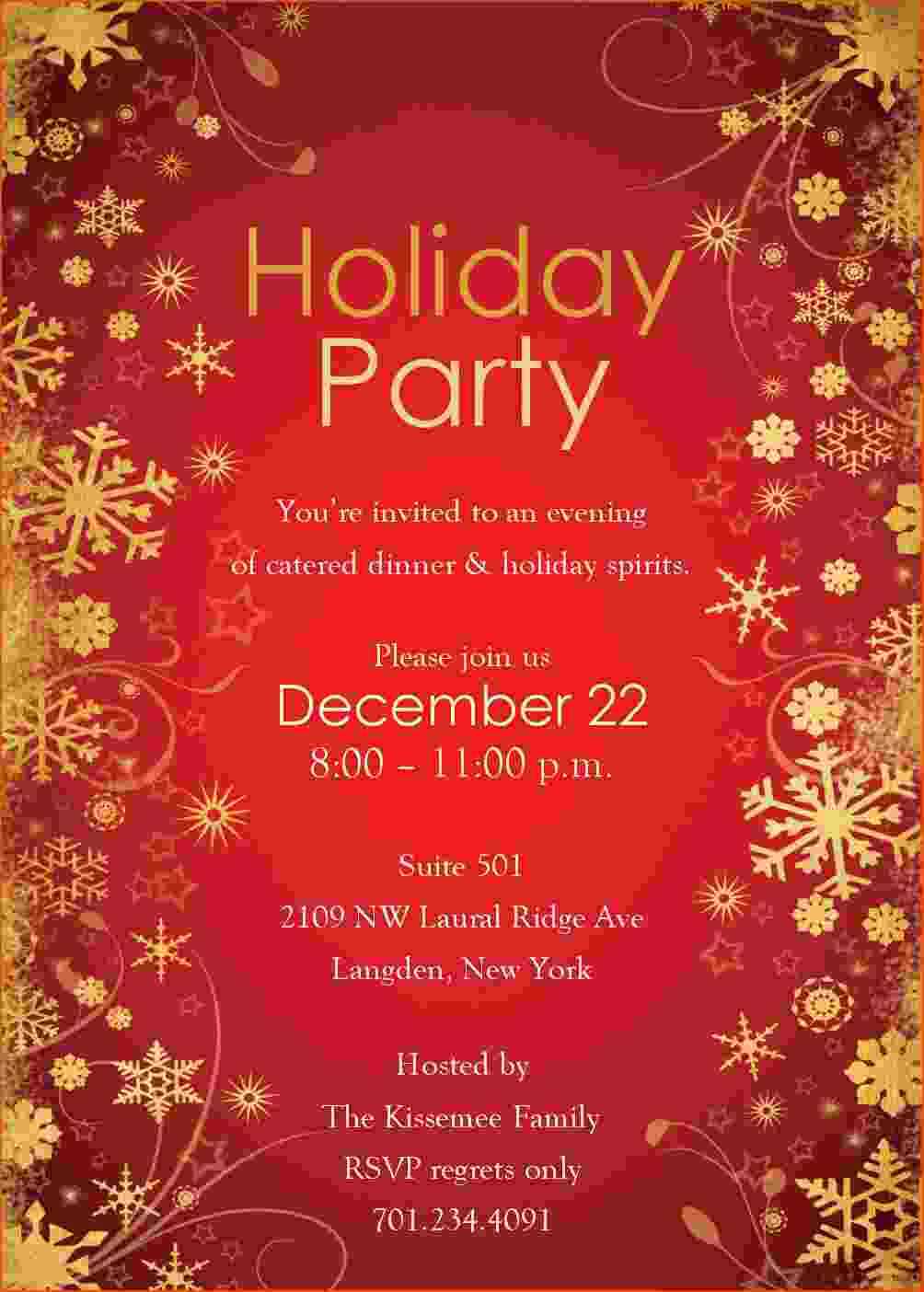 7+ Free Holiday Party Invitation Templates – Bookletemplate With Free Dinner Invitation Templates For Word