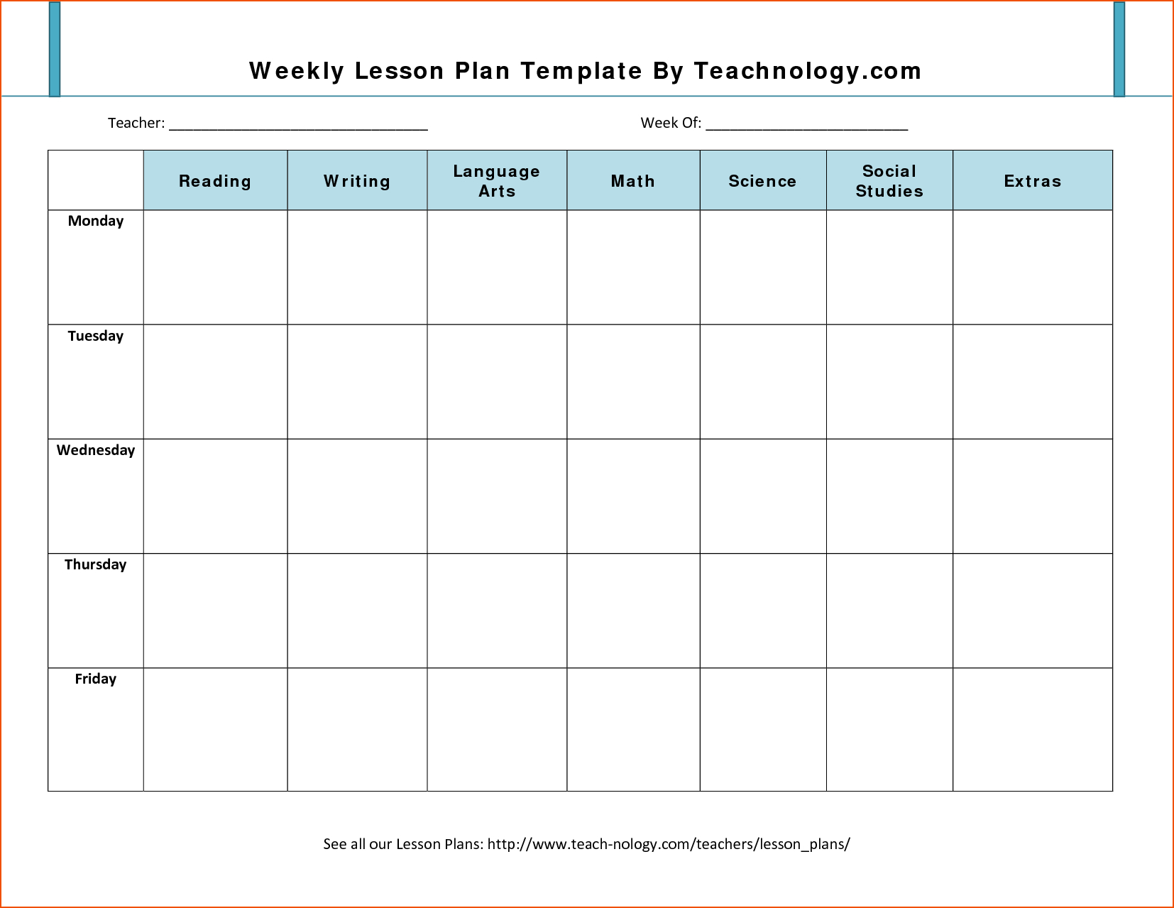 7+ Weekly Lesson Plan Template – Bookletemplate With Regard To Teacher Plan Book Template Word