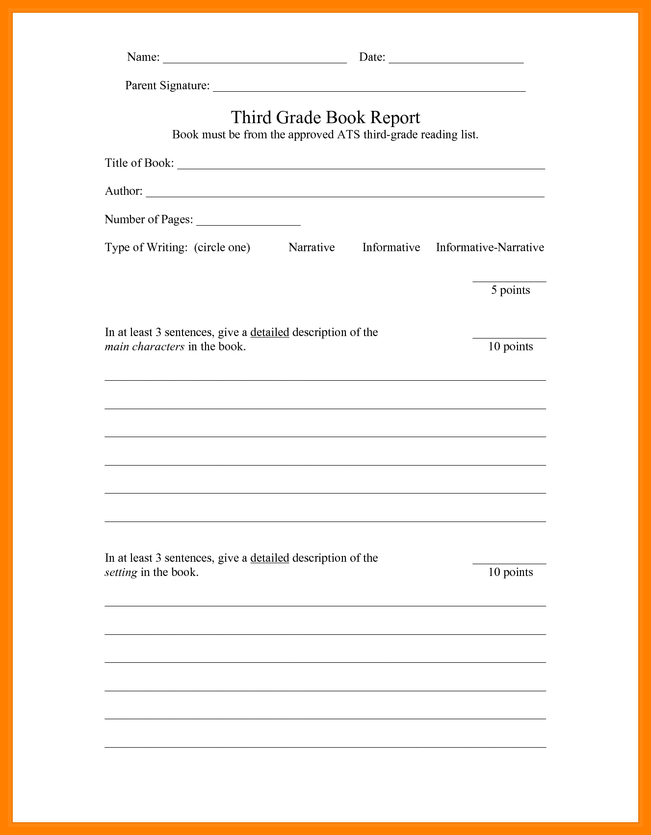 8+ 3Rd Grade Book Report Template | Time Table Chart Intended For Book Report Template 3Rd Grade