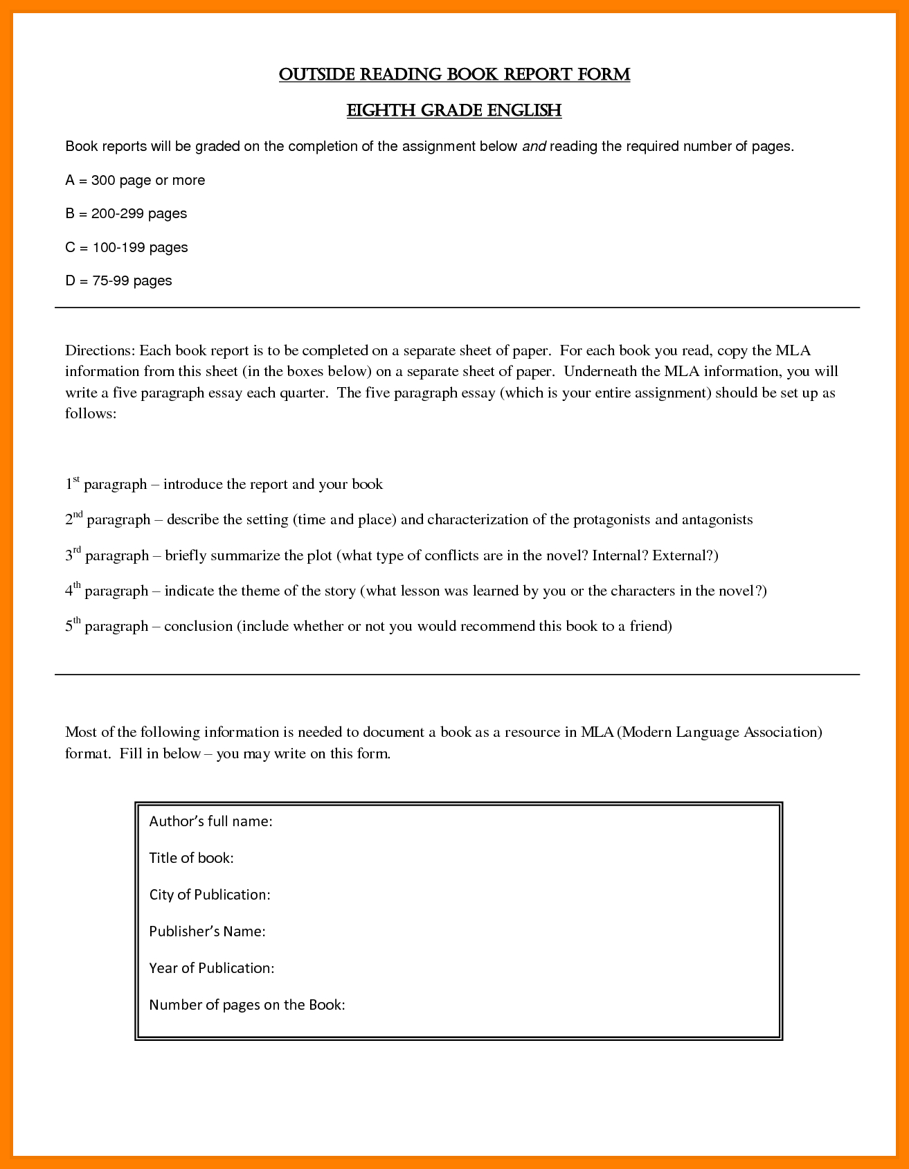 8+ Free Sample Book Reports | Shrewd Investment For Book Report Template High School