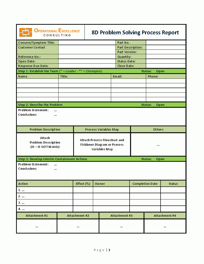 8D Problem Solving Process Report Template (Word) – Flevypro Throughout 8D Report Template