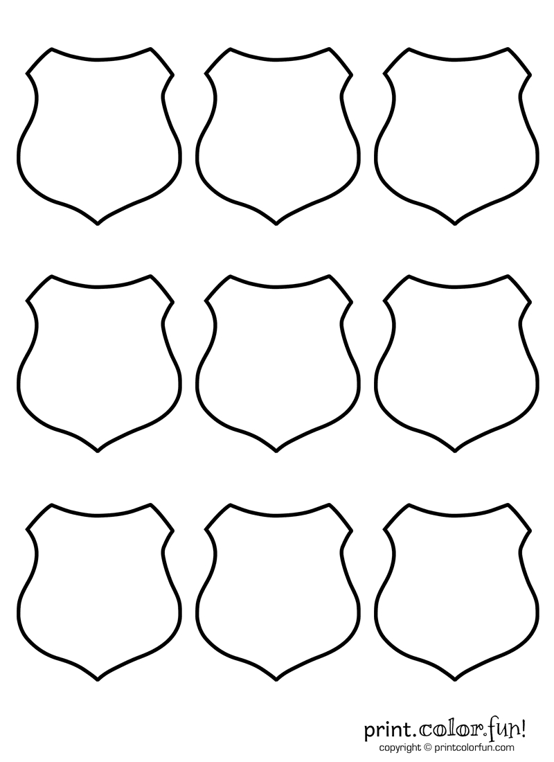 9 Blank Shields Coloring Page – Print. Color. Fun! Inside Blank Shield Template Printable