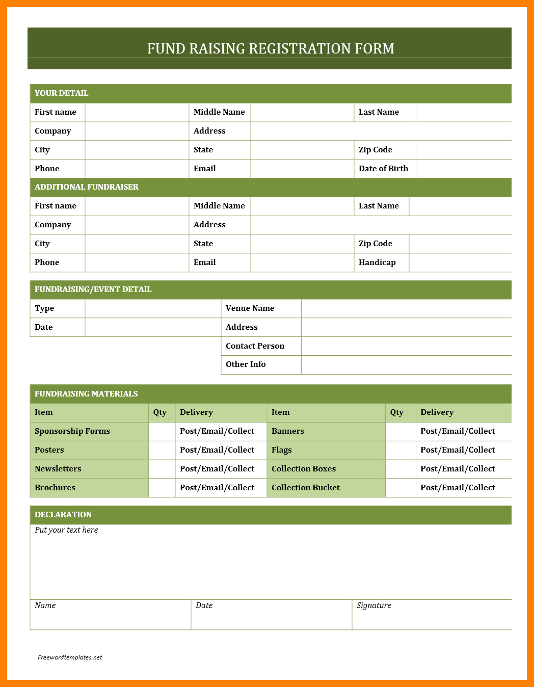 9+ Free Word Form Templates | Marlows Jewellers Throughout Registration Form Template Word Free