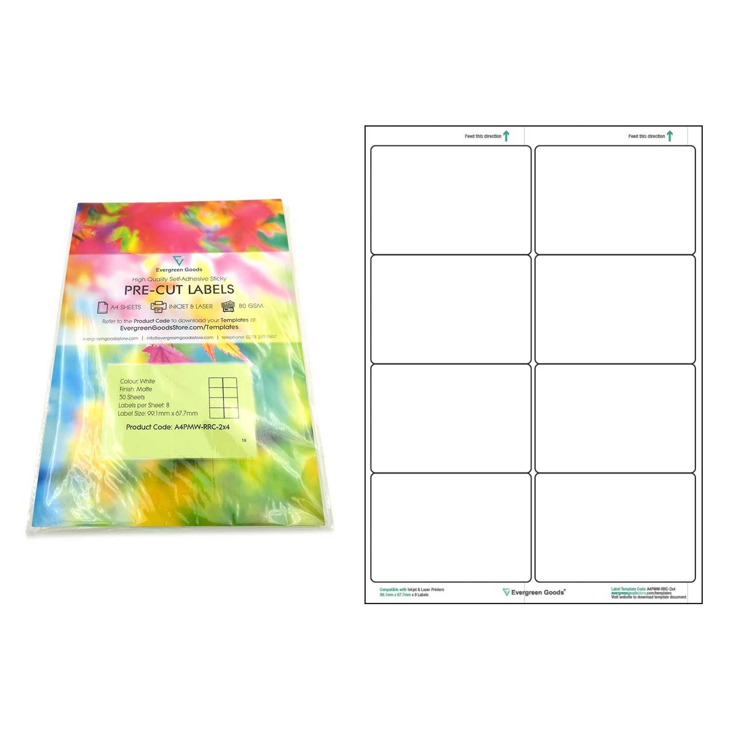 A4 Pre Cut Multi Matte White Paper Labels (2X4, 8 Labels Per For Word Label Template 8 Per Sheet