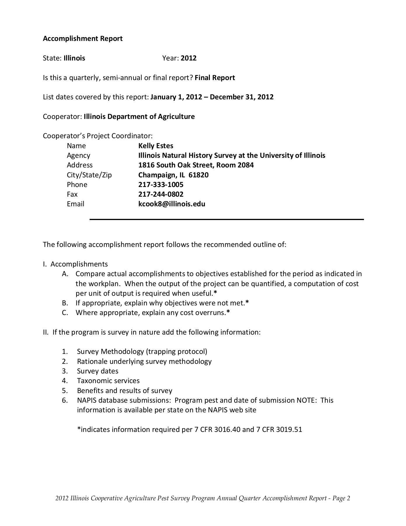 Accomplishment Report Format – Illinois Natural History Survy Throughout Weekly Accomplishment Report Template