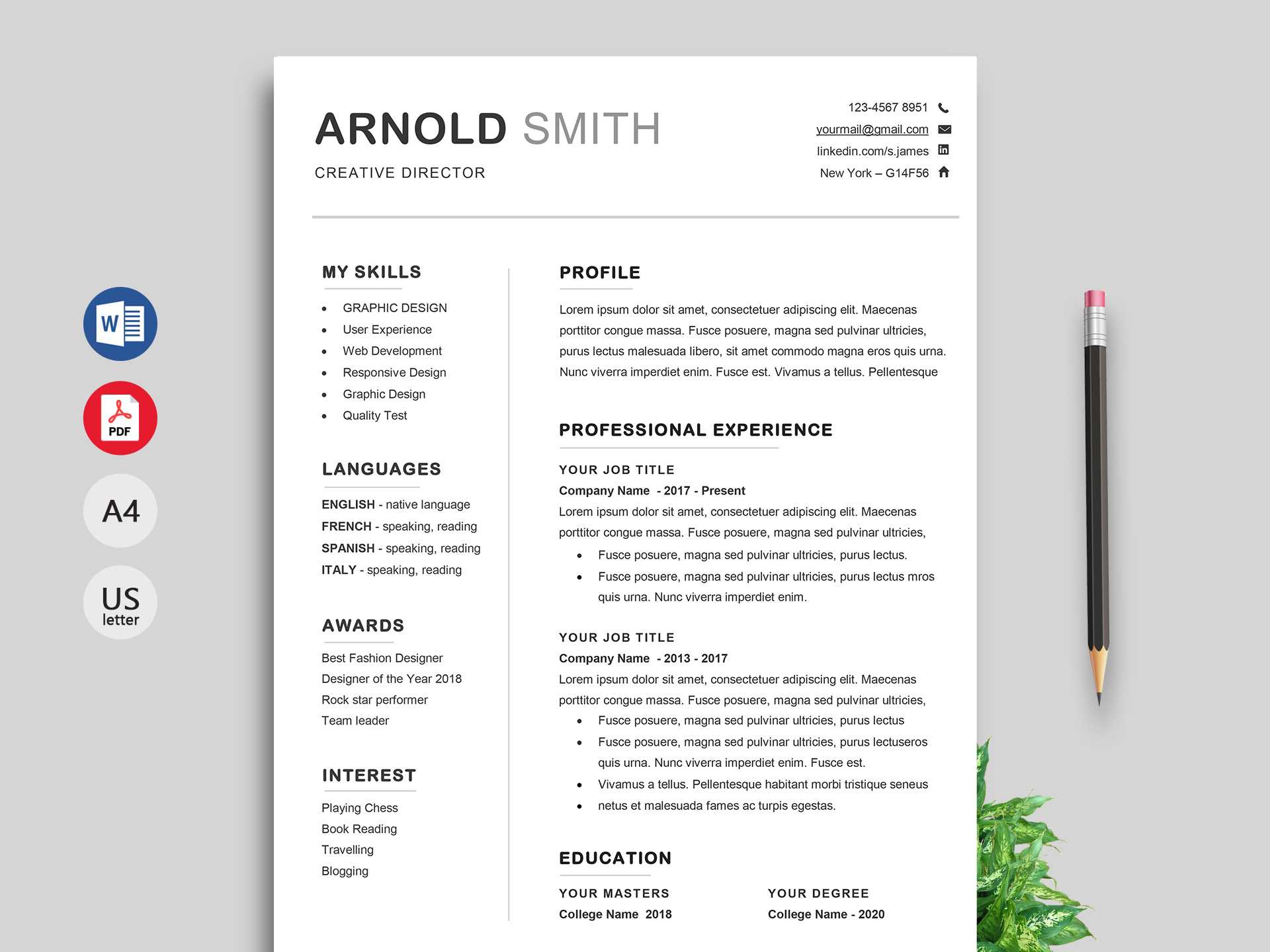 Ace Classic Cv Template Word - Resumekraft Intended For Free Resume Template Microsoft Word