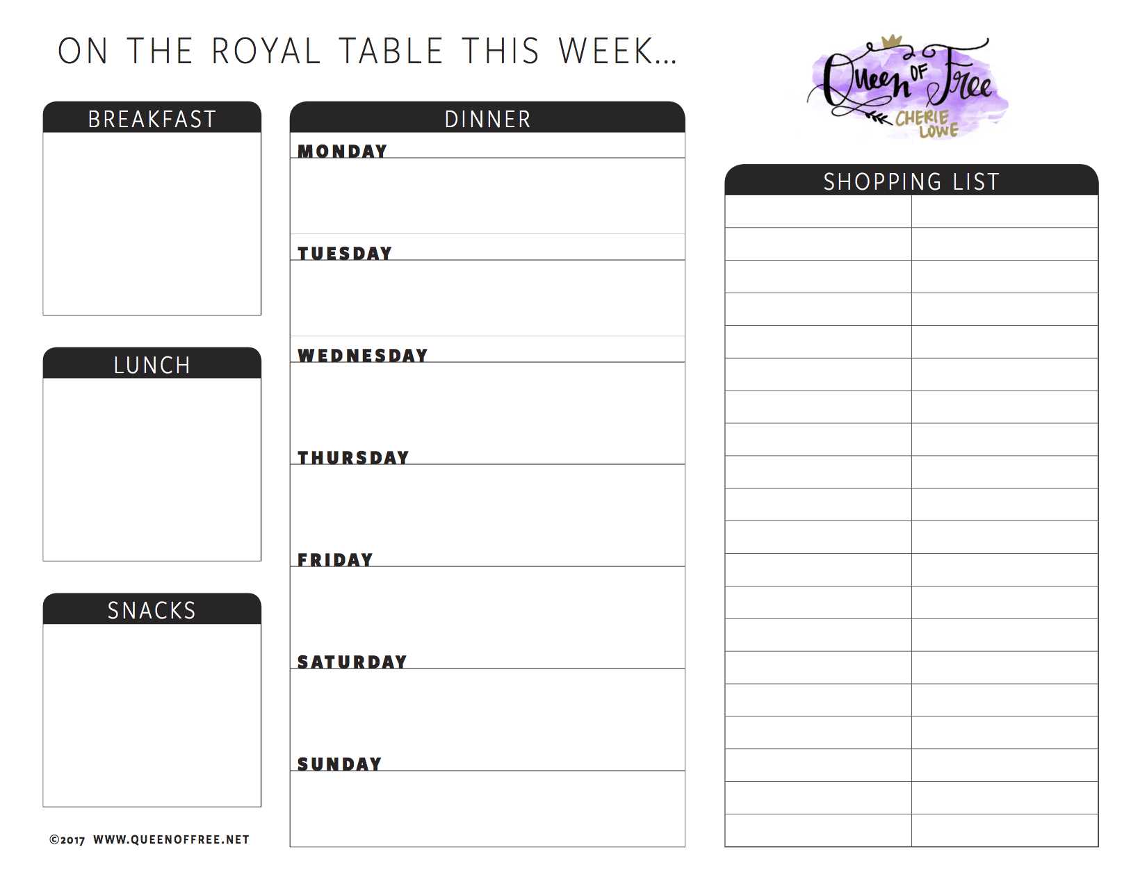 All New: Free Printable Meal Planner You Can Edit – Queen Of Regarding Blank Meal Plan Template