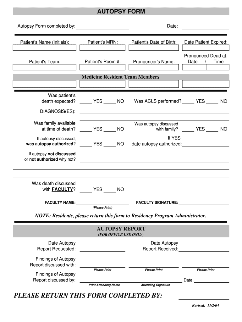 Autopsy Report Template - Fill Online, Printable, Fillable With Regard To Blank Autopsy Report Template