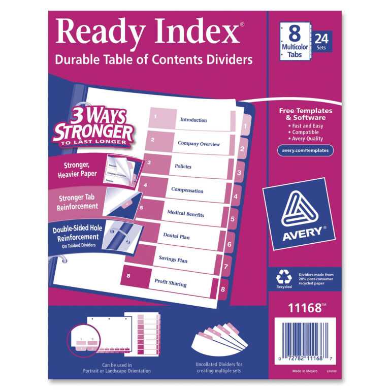 8 Tab Divider Template Word