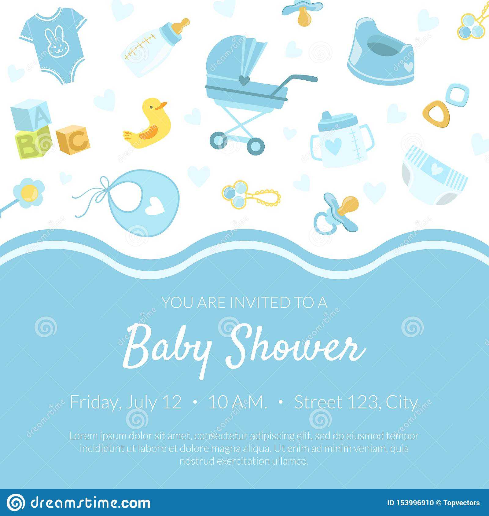 Baby Shower Invitation Banner Template, Light Blue Card With Intended For Baby Shower Banner Template